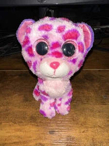 Ty Beanie Boo Glamour the Cheetah 6” inch with Pink Sparkly Eyes Soft Clean Cute - Picture 1 of 7