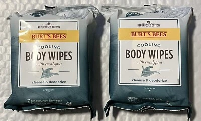 2 Packs Burts Bees Cooling Body Wipes With Eucalyptus Cleanse & Deodorize -30 ea - Image 1 of 3