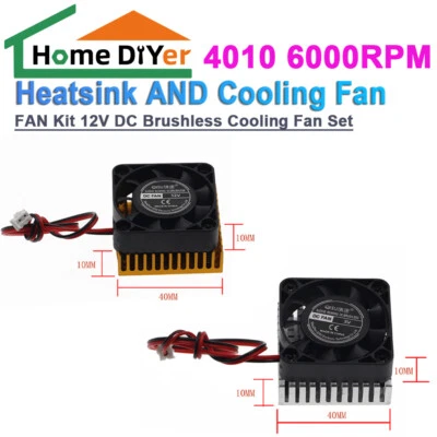 Aluminium Heatsink AND Cooling Fan 4010 FAN Kit 12V DC Brushless Cooling Fan Set - Image 1 of 4