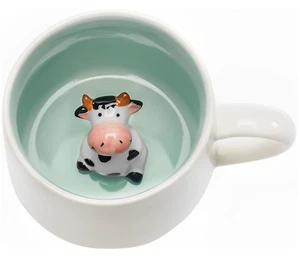 VANUODA Cute Cow in Mug Coffee Mug/Cup  (3D Cow looking up) - Picture 1 of 3