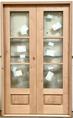 Double French door Low E glass solid alder or choose maple mahogany oak poplar Cover
