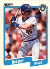 1990 Fleer Milwaukee Brewers Baseball Card #320 Rob Deer