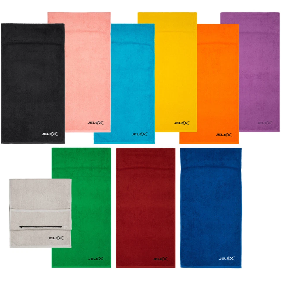 JELEX 100FIT Fitness Sport Trainings Baumwolle Handtuch mit Zip-Tasche neu