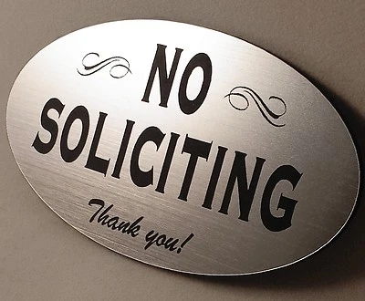LASERCRAFTING No Soliciting Home Door Plaque Sign - Laser engraved sign -Choose Color