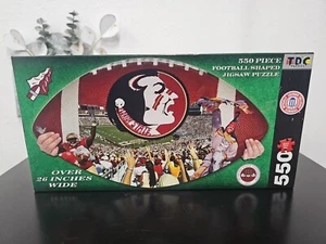 NEW SEALED Florida State University Puzzle 550pc Football Shaped Puzzle FSU TDC - Picture 1 of 7