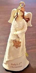 Ganz Engel BABY'S 1. WEIHNACHTEN 33/4" Ornament mit schillerndem Glitzer - Neu  - Bild 1 von 6
