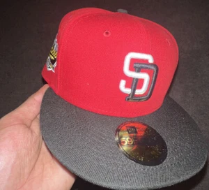 🔥 Hat Club Exclusive Campus Fashion San Diego Padres Stadium Red/Blk 7 1/8 - Picture 1 of 5