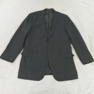 Isaia Blazer Mens 56 IT 46L US Black Windowpane Plaid Wool 120s Italy - Picture 1 of 20