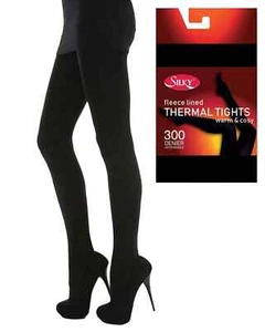 Silky 300 Denier Fleece Lined Thermal Tights 4 colours sizes S/M/L/XL/2XL Ski - Picture 1 of 11