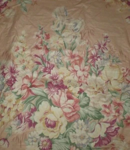 Ralph Lauren Nichola Peach Floral Fitted Sheet English Garden Cotton Chintz USA - Picture 1 of 5