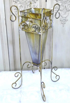 Blumenvase Bodenvase Pflanzgefäß Vase Blumenständer Metall Shabby 62cm 0944031-a - Bild 1 von 2