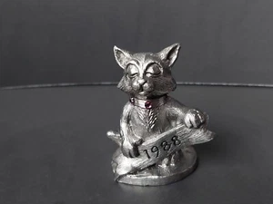 Zinn Katze Kätzchen Februar Geburtsstein Figur lila 1988 Michael Ricker - Bild 1 von 9