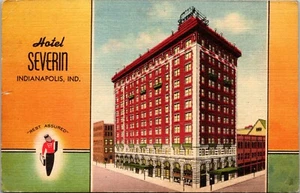 Hotel Severin Indianapolis Indiana Postmarked 1948 Linen Postcard E1 - Picture 1 of 2