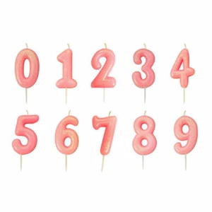 Pink Number Cake Candle Pick Age Glitter Birthday Party Decoration Topper Gift - Picture 1 of 11