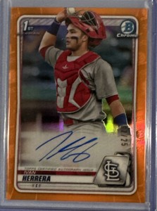 2020 Bowman Chrome Ivan Herrera Cardinals RC Orange Refractor Auto # 2/25