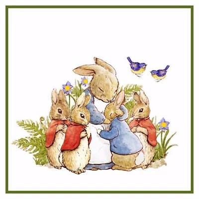 Peter Rabbit's Family in The Garden Beatrix Potter Counted Cross Stitch Pattern - Image 1 of 4