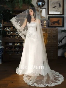 GRAND Two-tier Cathedral Length Wedding Veil with Handmade Lace Edge 9.8FT 118IN - Picture 1 of 5