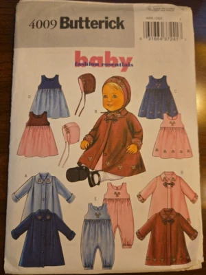 Butterick 4009 Jumper, Jumpsuit, Coat and Hat Baby Sizes: NB - L - Image 1 of 4
