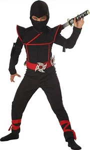 STEALTH NINJA WARRIOR BLACK MARTIAL ARTS FANCY HALLOWEEN CHILD COSTUME SIZE LRGE - Picture 1 of 11