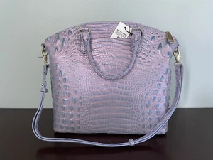 Brahmin Large Purple Frosted Lilac Duxbury Melbourne Croc Purse Bag Satchel - Picture 1 of 8