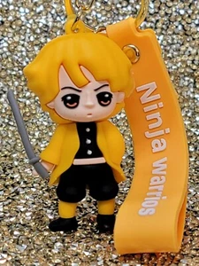 Demon Slayer Zenitsu Agatsuma 3D Keyring Keychain With Wristband Anime - Picture 1 of 6