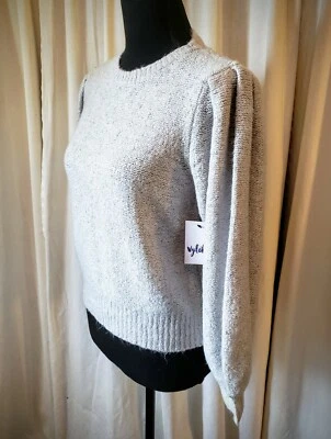 •全新带标签• 女式中号 ♡VYLETTE♡ 银色金属袖口毛衣 — 第 1/4 张图片