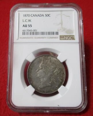 Canada 1870 Silver Half Dollar NGC AU 55   L.C.W.   QUEEN VICTORIA        #T4851 - Image 1 of 4