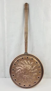 Vintage 28" Copper Bed Warmer Sun 16.5" Wood Handle Patina Great Condition - Picture 1 of 12