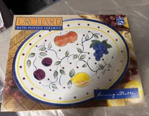 New Alco Orchard hand painted floral ceramic large oval platter 16" holiday - Picture 1 of 3