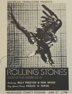 PÓSTER ORIGINAL ROLLING STONES 1975 GIRA DE LAS AMÉRICAS ÁGUILAS - Imagen 1 de 1