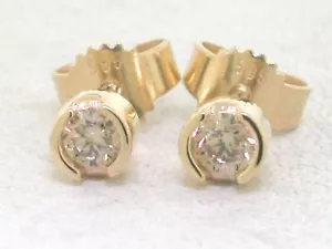 Solitär Brillant Ohrstecker 585 Gelbgold 14Kt Gold 2 Brillanten total 0,22ct - Bild 1 von 4