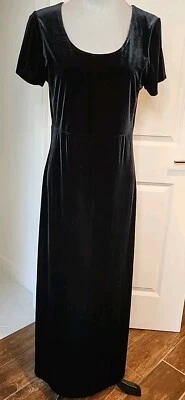 Maxi Vestido Laura Ashley Terciopelo Elastizado Negro Sólido De Colección Para Mujer Talla M COMO NUEVO  Foto 1 de 4