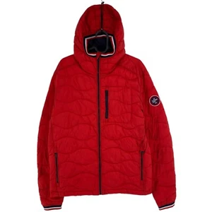 SUPERDRY SPORTSWEAR INTERNATIONAL Orange Hooded Padded Jacket Coat Size M - Picture 1 of 12