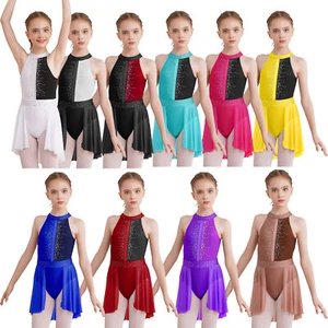 AU Girl's Lyrical Dance Dress Rhinestone Gymnastic Leotard Contemporary Costume - Picture 1 of 102
