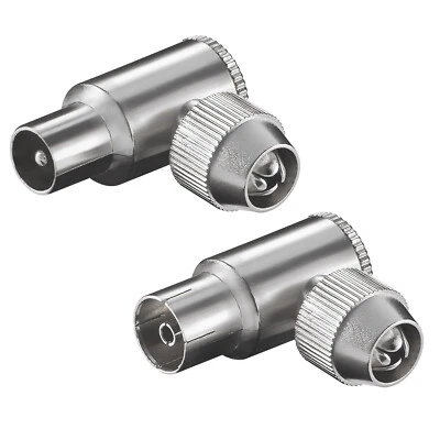 GOOBAY paar Winkel IEC Stecker + Kupplung Stück KOAX TV Antennen Buchse Metall Koaxial
