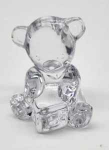 WATERFORD Crystal Giftology Baby Teddy Bear  Block Crystal 3" Figure Paperweight - Picture 1 of 7