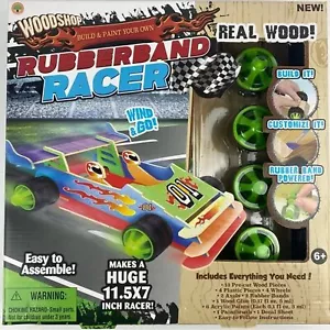 Kid's Woodshop Build & Paint Your Own Rubberand Racer Real Wood Kit - Picture 1 of 2