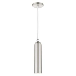 Livex Lighting Pendant 1-Light 16.5" Shaded Dimmable Cand Metal Brushed Nickel - Picture 1 of 9