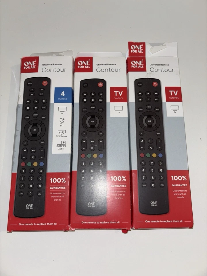 Three piece of One for All Universal Remote Control - Black - Image 1 of 1