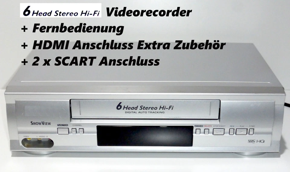 VHS Videorecorder 6 Kopf HiFi + HDMI Wartung✓  Service✓ 2 Jahre GARANTIE✓ - Bild 1 von 1