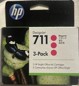 HP 711 MAGENTA( Red)3 -pack 29-ml DesignJet Ink Cartridges CZ135A -EXP 12/2022 - Picture 1 of 5