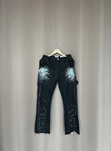 Gallery Dept Jeans Paint Splatter Black Distressed Flared Pants Men’s Size S - Picture 1 of 15
