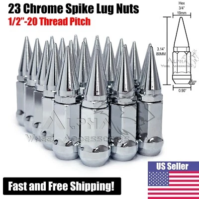 23 tuercas cromadas 1/2-20 con clavos abultados bellota para Jeep Wrangler JK TJ YJ KK MJ CJ Foto 1 de 4