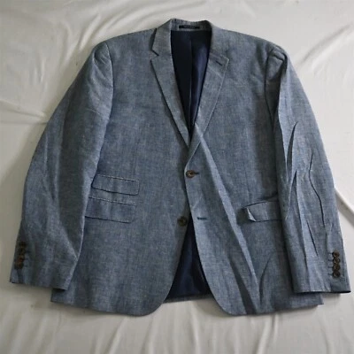 Blazer Bar III Slim Fit 46R Azul Lino Algodón Cambray Traje Chaqueta Abrigo Deportivo Foto 1 de 4