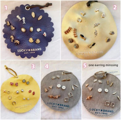Lucky Brand Summer Leather Stud Earrings Set of 7 Pairs Earrings BNWT - Image 1 of 4