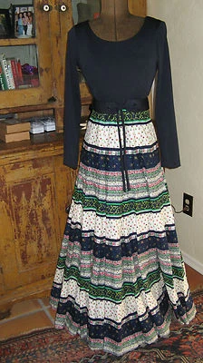 VESTIDO MAXI VINTAGE AÑOS 60 70 NEIMAN MARCUS FABULOSO BOHO HIPPIE PRADERA S-M Foto 1 de 4