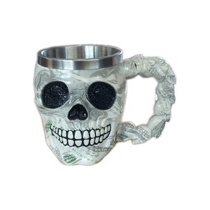 Stainless Steel Skull Mug Coffee Cup $100 Dipped/Wrapped Decoration Only Repaird - Picture 1 of 9