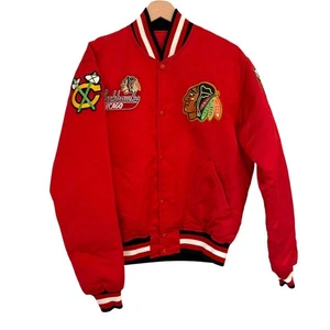 Vintage Starter Chicago Blackhawks Satin Bomber Jacket 80s/90s Size XL, USA Made - Picture 1 of 15