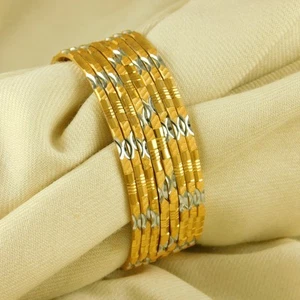 Ethnic 8 PCs Churi Bangle Bracelet Set for Women Gold Plated Fashion Jewellery - Picture 1 of 7