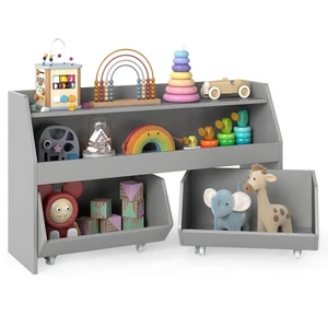 Kids Toy Storage Organizer w/2 Movable Drawers Open Shelf Compartment for Kids - Picture 1 of 10